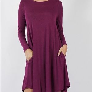 Plum dress with pockets